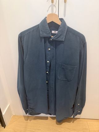 Camisa Lacasa Marañon micropana azul