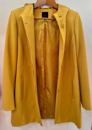 Cappotto Giallo Senape Elegante con Cappuccio (Tag
