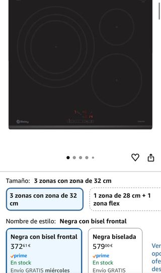 Placa Inducción Balay 60cm 3 zonas
