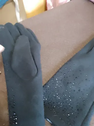 Guanti donna neri con strass