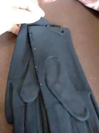 Guanti donna neri con strass