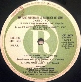 Dario Fo Ma Che Aspettate A Batterci Le Mani LP