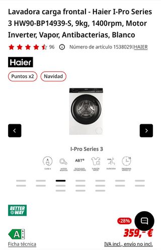 Lavadora Haier I-Pro Series 3 HW90