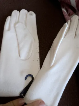 Guanti donna bianchi con strass