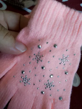 Guanti bambina rosa strass fiocchi neve
