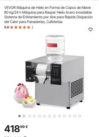 Máquina Hielo VEVOR 80kg/24h Acero Inoxidable