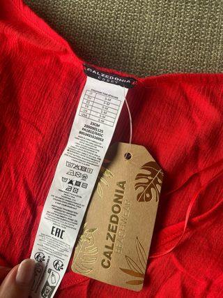 Caftan Rosso Spiaggia con Pizzo