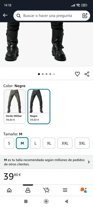 Pantalón de moto negro Talla M