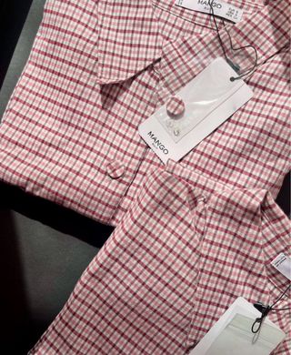 Camisa rosa cuadros Mango