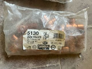 Tubería Cobre SANHA 22x16x22 (10 uds)