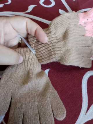 Guanti bambina marrone con brillantini