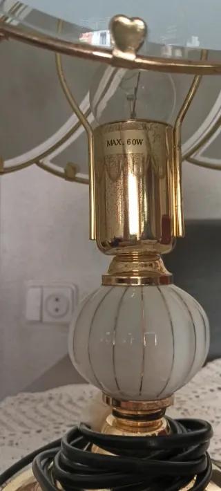 Lámpara de mesa vintage cristal y metal