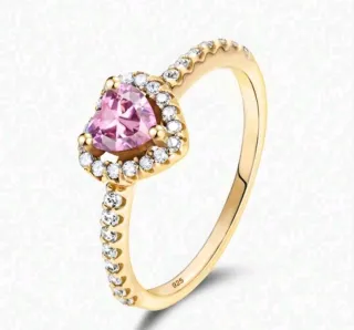 Anillo Corazón Rosa Plata 925