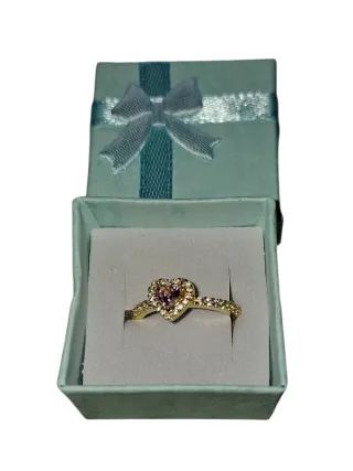 Anillo Corazón Rosa Plata 925