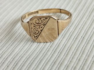 Anillo Sello Oro 9ct Vintage 1980s 1.43g