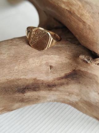 Anillo Sello Oro 9ct Vintage 1980s 1.43g