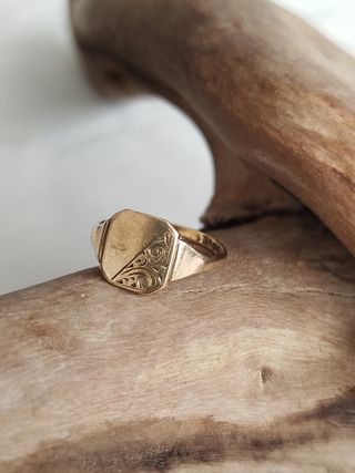 Anillo Sello Oro 9ct Vintage 1980s 1.43g