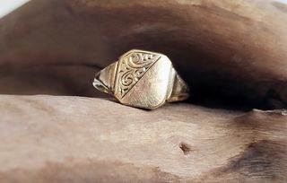 Anillo Sello Oro 9ct Vintage 1980s 1.43g