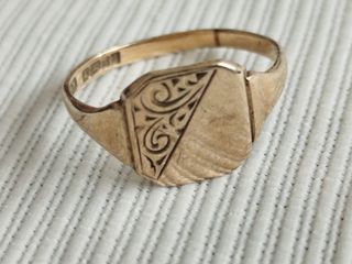 Anillo Sello Oro 9ct Vintage 1980s 1.43g