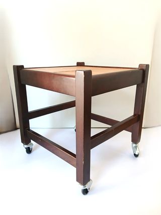 Tavolino carrello vintage in legno con ruote
