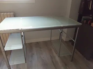 Mesa de estudio cristal y metal 105x60x76