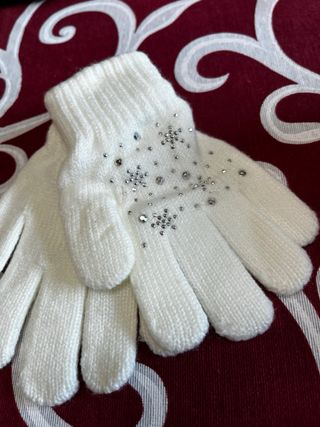 Guanti bambina bianchi con strass fiocchi neve