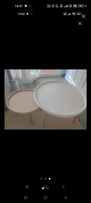 Mesas redondas de madera (rosa y blanco)