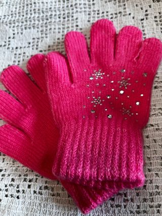 Guanti bambina rosa con brillantini
