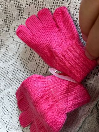 Guanti bambina rosa con brillantini