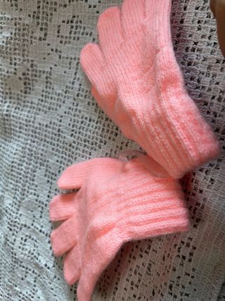 Guanti bambina rosa con strass e fiocchi