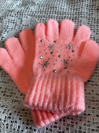Guanti bambina rosa con strass e fiocchi
