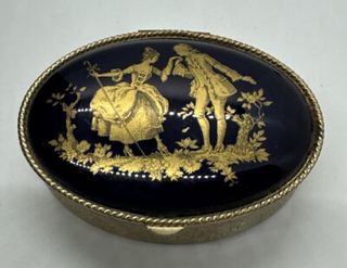 Porta pillole vintage porcellana blu