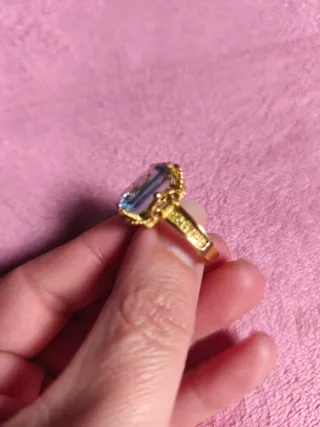 Anillo Oro 18k Aguamarina Rectangular