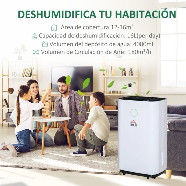 Deshumidificador Eléctrico HOMCOM Blanco