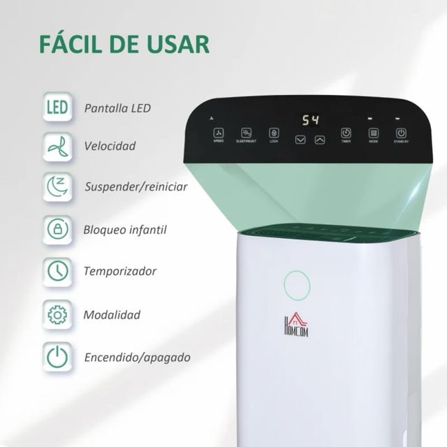 Deshumidificador Eléctrico HOMCOM Blanco
