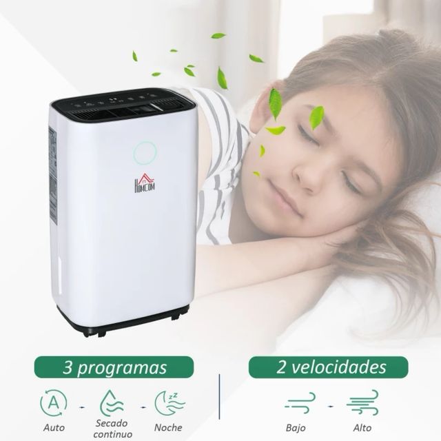 Deshumidificador Eléctrico HOMCOM Blanco