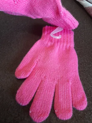 Guanti bambina rosa con strass