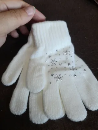 Guanti bambina bianchi con strass