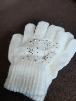 Guanti bambina bianchi con strass