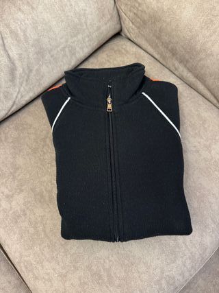 Felpa con zip, colore nero/arancio, taglia L