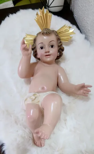 Escultura Niño Jesús Pasta Madera
