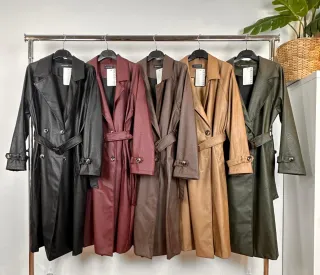 Abrigo Trinchera Piel Sintética