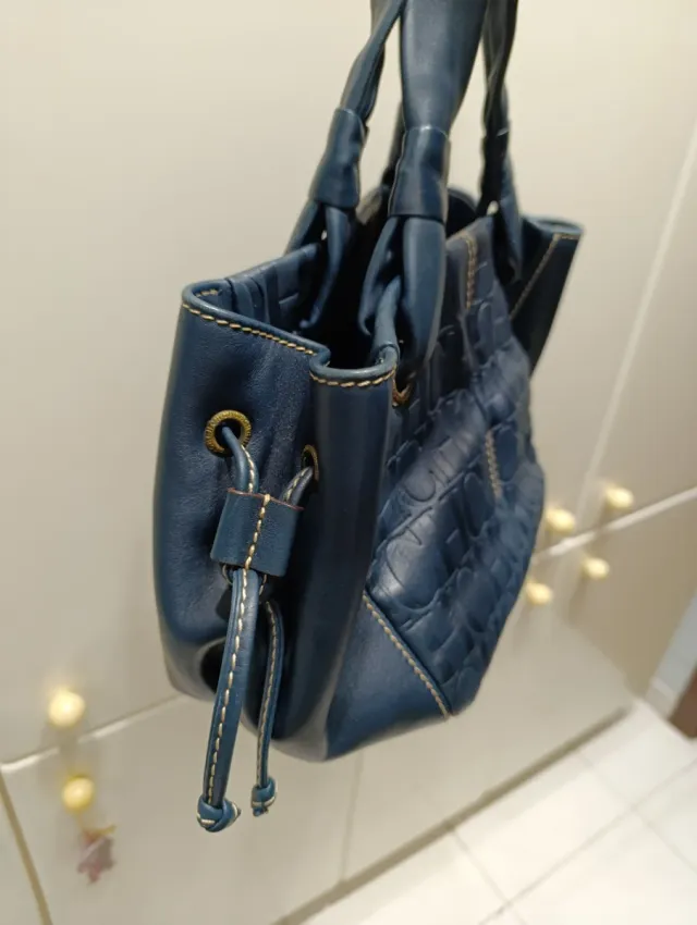 Borsa in pelle CH Navy