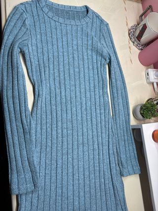 Vestido azul manga larga