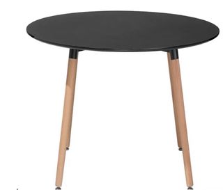 Tavolo rotondo nero con 2 sedie