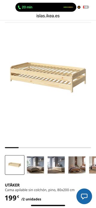 Cama nido Ikea UTÅKER 80x200