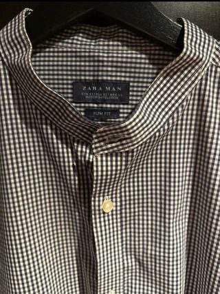 Camisa Zara Cuadros Azul Blanco Talla XL