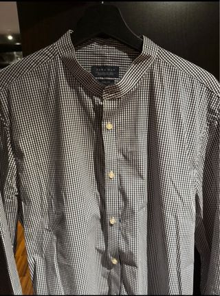 Camisa Zara Cuadros Azul Blanco Talla XL
