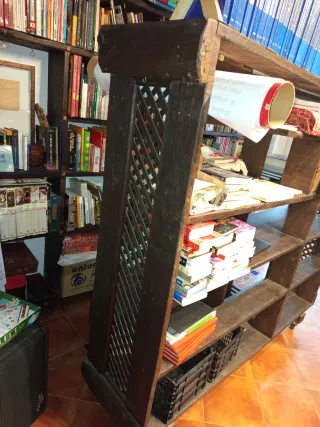 Estantería librería artesanal doble cara + ruedas