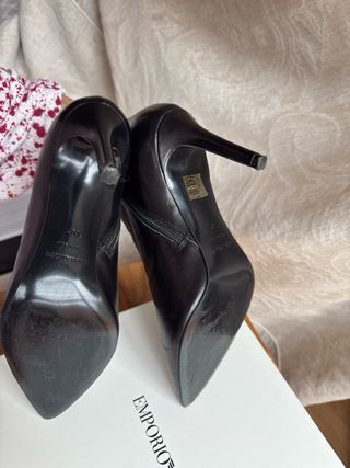 Botín Piel Tacón Aguja Emporio Armani Negro